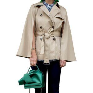 Banana Republic Tan Caped Cropped Trench Coat. Size M.